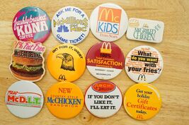 Vintage Lot Pinback Buttons Food Advertising McDonalds Fast Food Special... - $34.64