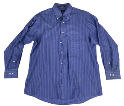 Chaps Men&#39;s Classic Fit Blue Striped Button Down Shirt Size Large 16 32/33 - $12.86