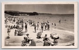 Varna Bulgaria Beach Scene Beach Bathers Umbrellas Real Photo Postcard L25 - £11.76 GBP