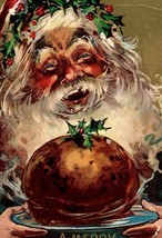 1909 Embossed Christmas Postcard Santa With A Platter - $9.90