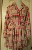 Muk Luks Pink Plaid Short Fleece robe belted Size Large - £15.76 GBP