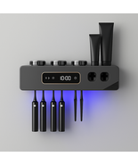 Smart Toothbrush Holder Wall Mount 6 Slots, 2 Dispensers, 3 Cups, USB Re... - $120.72 CAD