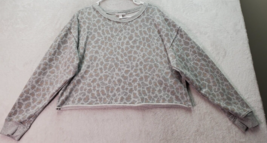 Colsie Cropped Top Women Large Multi Leopard Print Cotton Long Sleeve Round Neck - £12.52 GBP