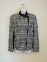NWT AKRIS Black Cotton Wool Tweed Zipper Front Jacket 14 - £174.45 GBP