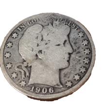 ½ Half Dollar Barber 90% Silver U.S Coin 1906 D Denver Mint 50C KM#116 - £45.49 GBP