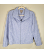 Chicos Womens Quilted Jacket Size 1 U.S. Medium Blue Zip Front Long Sleeve - $414.34 MXN