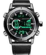 Menton Ezil Men&#39;s Sports Watch Sapphire Big Face Dual Time Leather Band - $736.23 MXN
