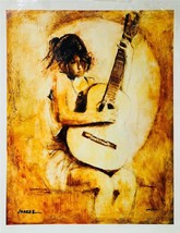 Joarez Weich Gitarre Handsigniert Limitierte Giclee Auf Leinen Damen Musiker Art - £670.25 GBP