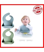 Set of 2 BPA Free Waterproof Silicone Baby Bibs - Adjustable for Comfort - $256.79 MXN