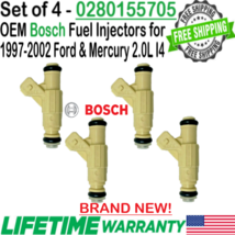 4Pcs Bosch NEW Fuel Injectors for 1997, 98, 99, 00, 01, 02 Ford Escort 2.0L I4 - £119.92 GBP