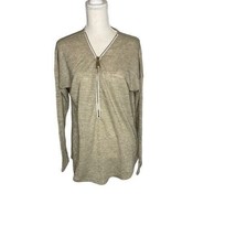 Soft Surroundings Valentina Zip Up Sweater Tan Color large - $24.09