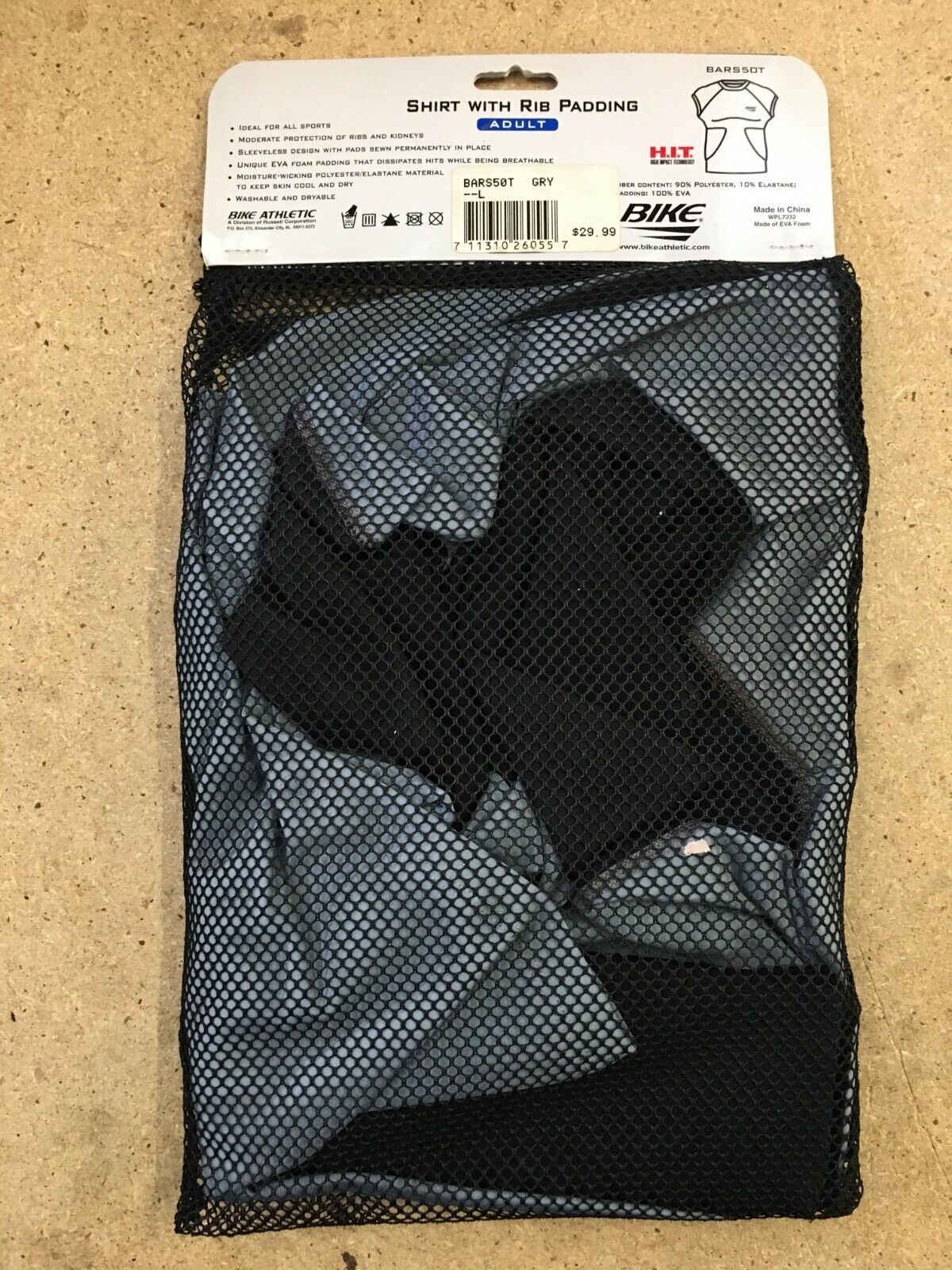 thumbnail image 2 of BIKE Youth Medium Football Padded Shirt - Gray BYRS50 With Rib Protection 2 of 3