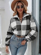 Plaid Zip Up Long Sleeve Outerwear - $23.02