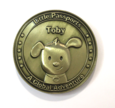 Little Passports Toby A Global Adventure Coin Token 1.75&quot; Puppy Dog Face - £5.48 GBP