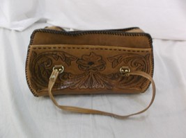 Brown Leather Hand Tooled Hand Crafted Shoulder Hand Bag Purse 140165 - £34.99 GBP