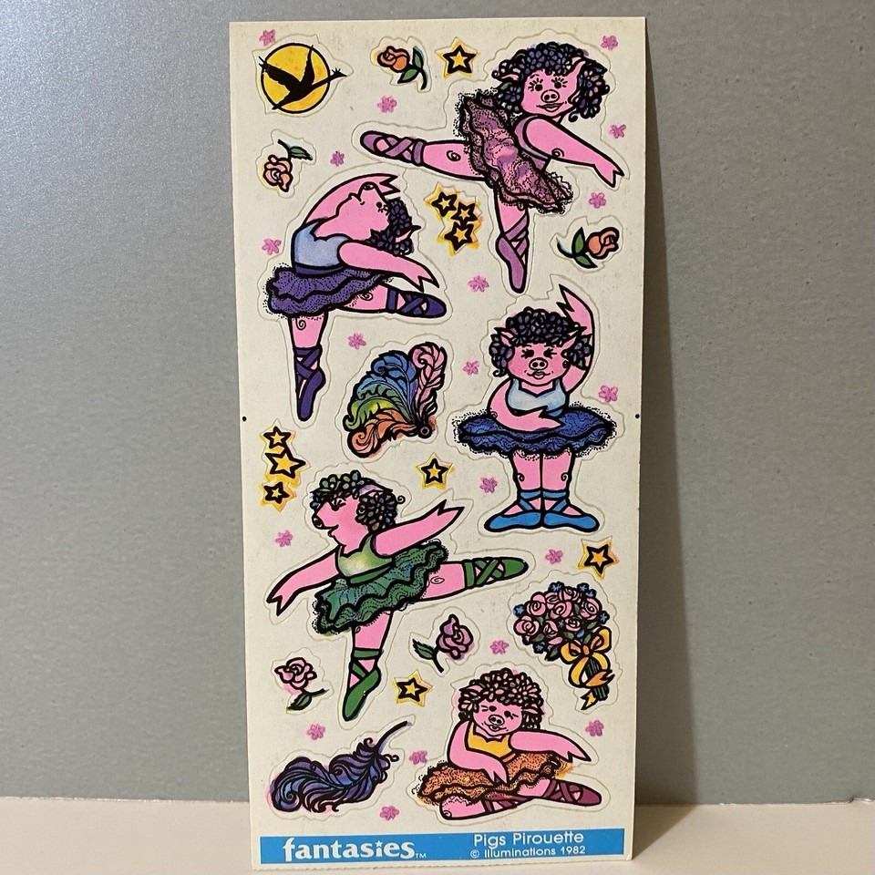 Vintage Illuminations 1982 Pigs Pirouette Ballet Dancing Stickers - $84.99