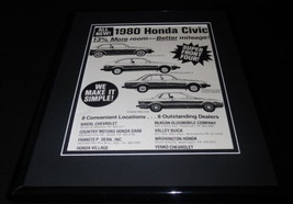 1980 Honda Civic / Pittsburgh Dealers 11x14 Framed ORIGINAL Advertisement  - £27.23 GBP