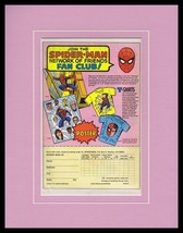 1978 Marvel Spider-Man Fan Club Framed 11x14 ORIGINAL Vintage Advertisement  - $44.54