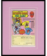 1978 Marvel Spider-Man Fan Club Framed 11x14 ORIGINAL Vintage Advertisem... - £35.03 GBP