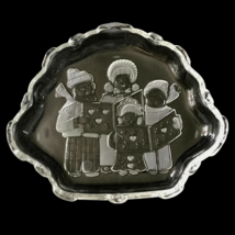 Mikasa Vintage Christmas Carolers Frosted Glass Holiday Snack Candy Dish 7.5&quot; - £24.95 GBP