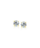 14k Yellow Gold Stud Earrings with White Hue 3mm Faceted Cubic Zirconia - £38.59 GBP