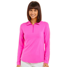 Nwt Ladies Ibkul Solid Hot Pink Long Sleeve Polo Golf Shirt S M L Xl &amp; Xxl - £47.33 GBP