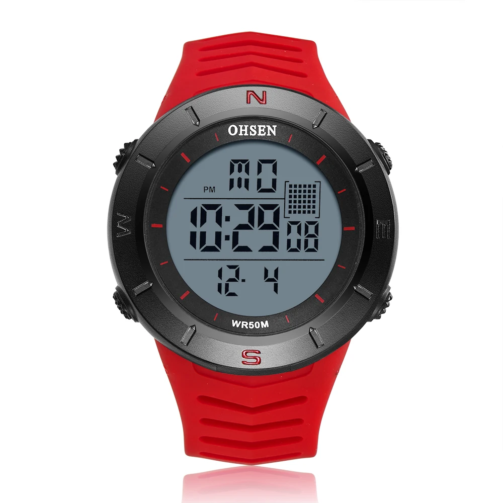 OHSEN Digital Men  Electronic Led Outdoor  Wateroof Wristwatch Red  Fashion Divi - £89.62 GBP