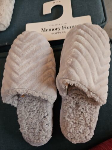 Charter Club Women’s Memory Foam Slippers Grey, Size Med.7-8  MSRP $34.99 - $14.36