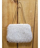  1960s Walborg Ivory Fringed Beaded Bag Opalescent Shimmy Made in Hong K... - £23.35 GBP