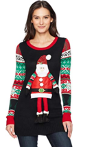 Blizzard Bay Womens Dangling Santa Christmas Sweater Tunic Size Small - £19.64 GBP