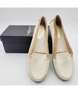 Cole Haan Gold Slip On Shoes Womens 9 B Shauna Moc Ivory Linen  - £29.96 GBP