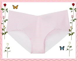 L SPRING Pink White Stripe NO SHOW Seamless Victorias Secret Hiphugger P... - £8.62 GBP