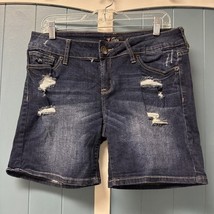 GUESS Women’s Juniors Solid Blue Denim Jean Ripped Distressed Shorts Siz... - $17.81