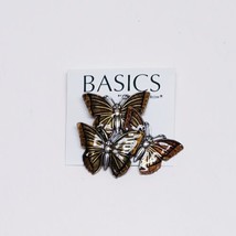 Croft&amp; Barrow Copper &amp; Silver Tone Enamel Three Butterfly Bug Brooch Pin New - £11.02 GBP