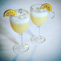 Handmade Lemon Meringue Cocktail Earrings Pie Glasses Glass Drink Miniature Cute - $12.65