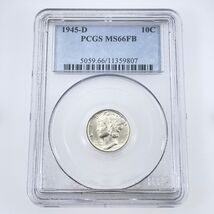 1945-D 10C Mercury Dime Graded by PCGS as MS66FB Full Bands - $98.73