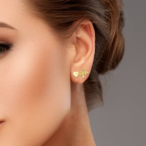 10K Solid Yellow Gold Small Heartbeat Stud Earrings - $55.90