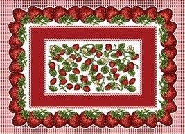 4 Pc Set 18&quot; STRAWBERRY Festival Fruit Tapestry Placemat - £39.10 GBP
