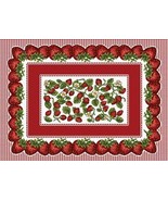 4 Pc Set 18&quot; STRAWBERRY Festival Fruit Tapestry Placemat - £38.76 GBP