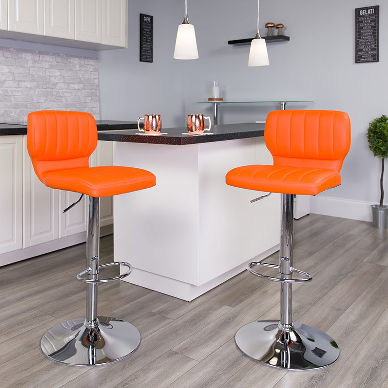 Orange Vinyl Barstool CH-132330-ORG-GG