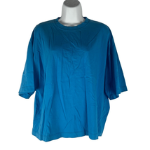 Zara Women&#39;s Blue The Standard Short Sleeved Cropped T-Shirt Size L/XL - £15.44 GBP
