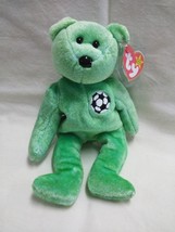 Ty Beanie Baby &quot;KICKS&quot; the Soccer Bear - NEW w/tag - Retired - £4.71 GBP