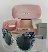 Brand New Authentic MIU MIU SMU 04S VAA-1A1 Sunglasses Transparent Green Azure - £197.37 GBP