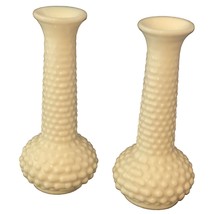 E O Brody Milk Glass Bud Vase Hobnail Set 2 Long Neck Flared Rim Bulbous 7.5&quot; - £29.40 GBP