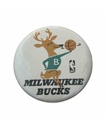 Vintage 70s Milwaukee Bucks Button Pin NBA 3.5&quot; Wide USA Made Pre 1983 Logo - $20.58 CAD