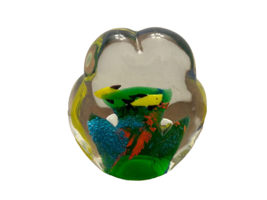Paperweight Murano Art Glass Fish Aquarium Shell-shaped Multi-colored 3 Inches - £40.12 GBP