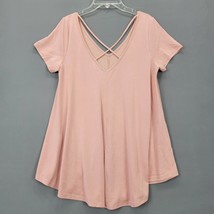 Green Envelope Women Shirt Size M Pink Preppy Free Flow Short Sleeve V-Neck Top - £7.77 GBP