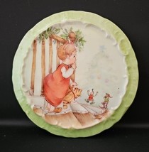 Vintage Hand Painted Christmas Morning Elves Little Girl  Porcelain 6&quot; D... - $23.17