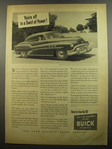 1952 Buick Roadmaster Car Ad - You&#39;re off in a Swirl of Power - £14.76 GBP