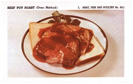 Vintage 1950 Beef Pot Roast Print Cover 5x8 Crafts Food Decor - $9.99